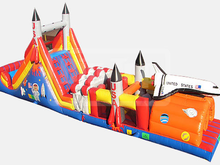 52' Rocket  Double Lane Obstacle Course Bounce House Waterslide WET or DRY, Obstacle Courses & Interactive Games - Jacksonville Florida Bounce House Rentals
