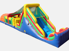 52' Rainbow Double Lane Obstacle Course Bounce House Waterslide WET or DRY, Obstacle Courses & Interactive Games - Jacksonville Florida Bounce House Rentals